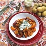 Honey Sriracha Fries with Creme Fraiche and Chives