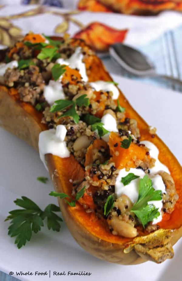 Sausage Quinoa Stuffed Butternut Squash | My Nourished Home