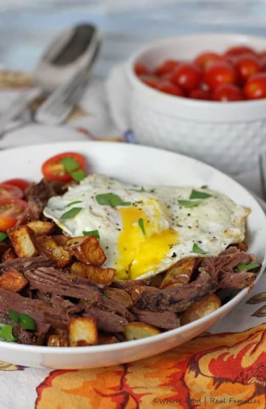 Beef and Eggs over Breakfast Potatoes | My Nourished Home