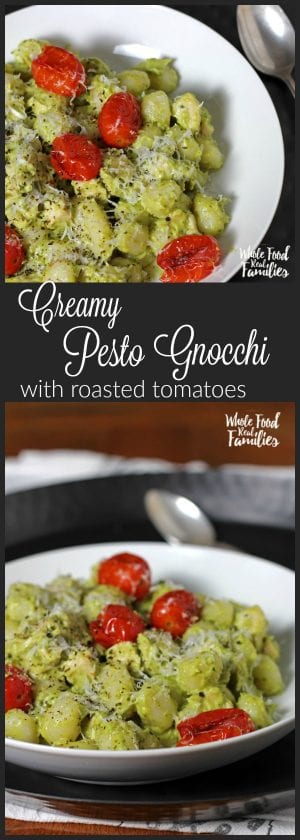 Creamy Avocado Pesto Gnocchi with Roasted Tomatoes | My Nourished Home