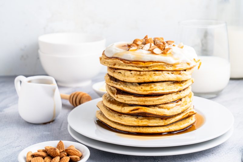 Protein Powder Pancakes My Nourished Home Recipes   Protein Pancakes With Almonds And Yogurt 800x533 