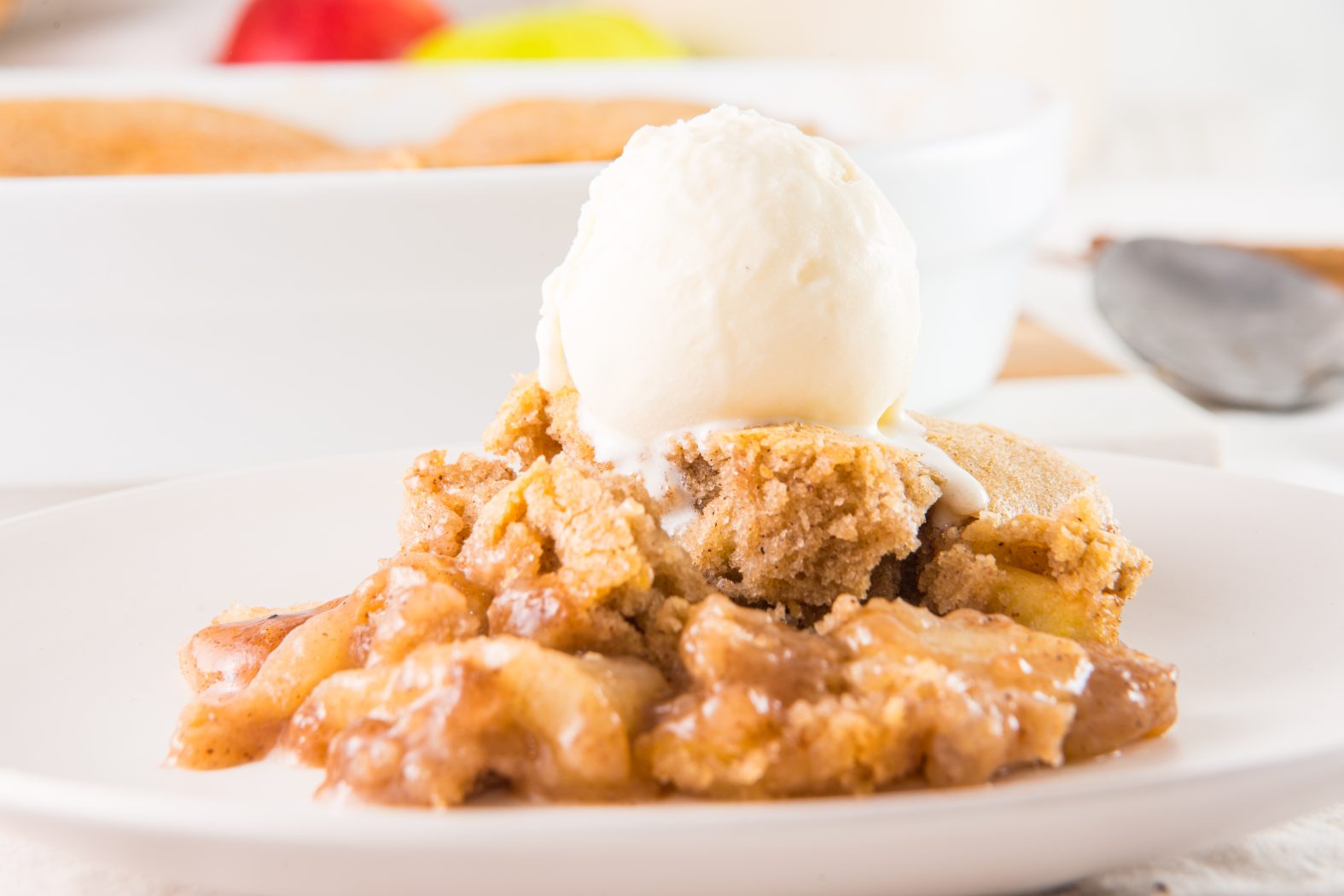 Apple Cobbler Dessert with vanilla ice cream
