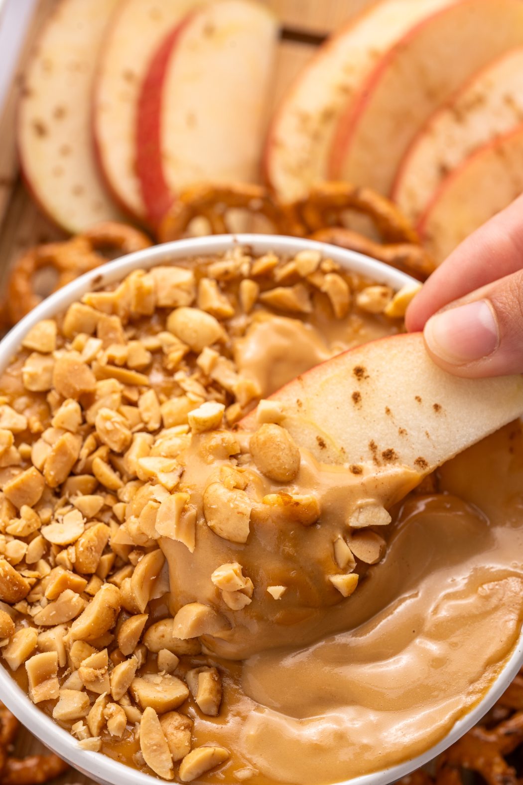 apple dipped in cream cheese caramel apple dip