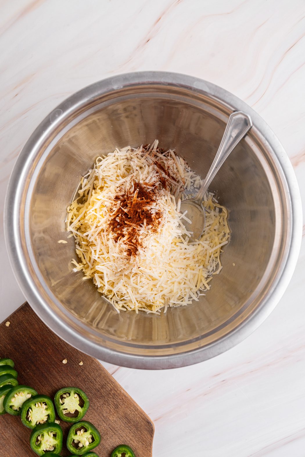 jalapeno chips cheese mixture in a bowl