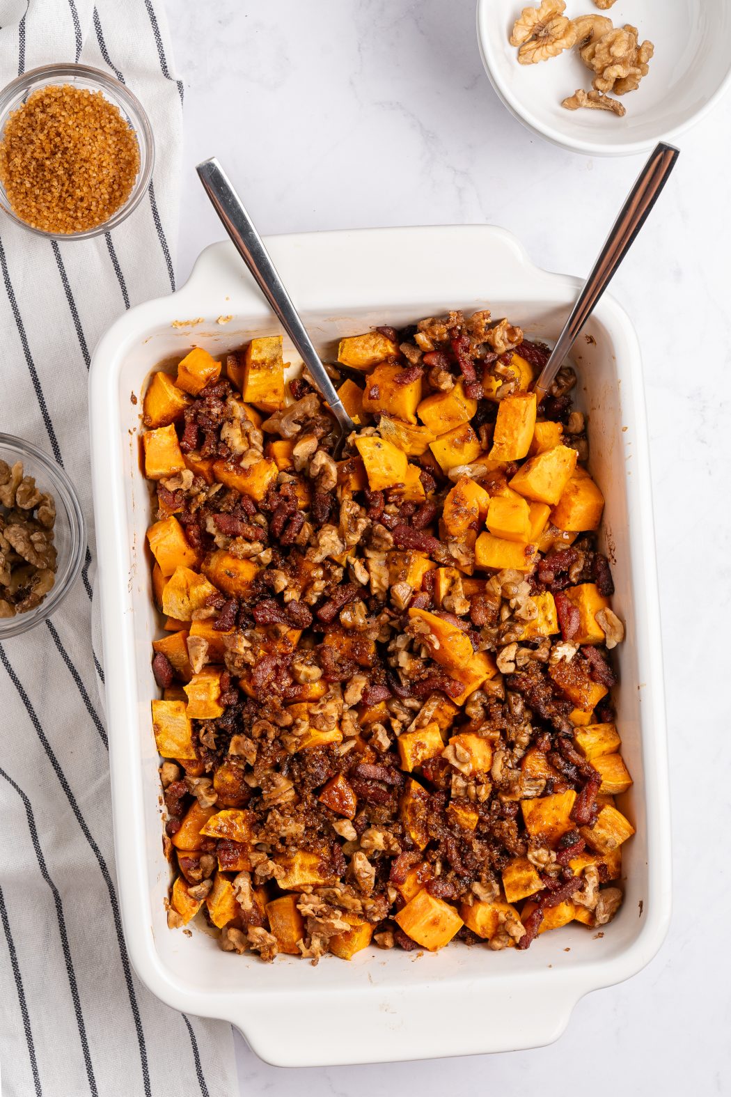 Top view of gluten free sweet potato casserole