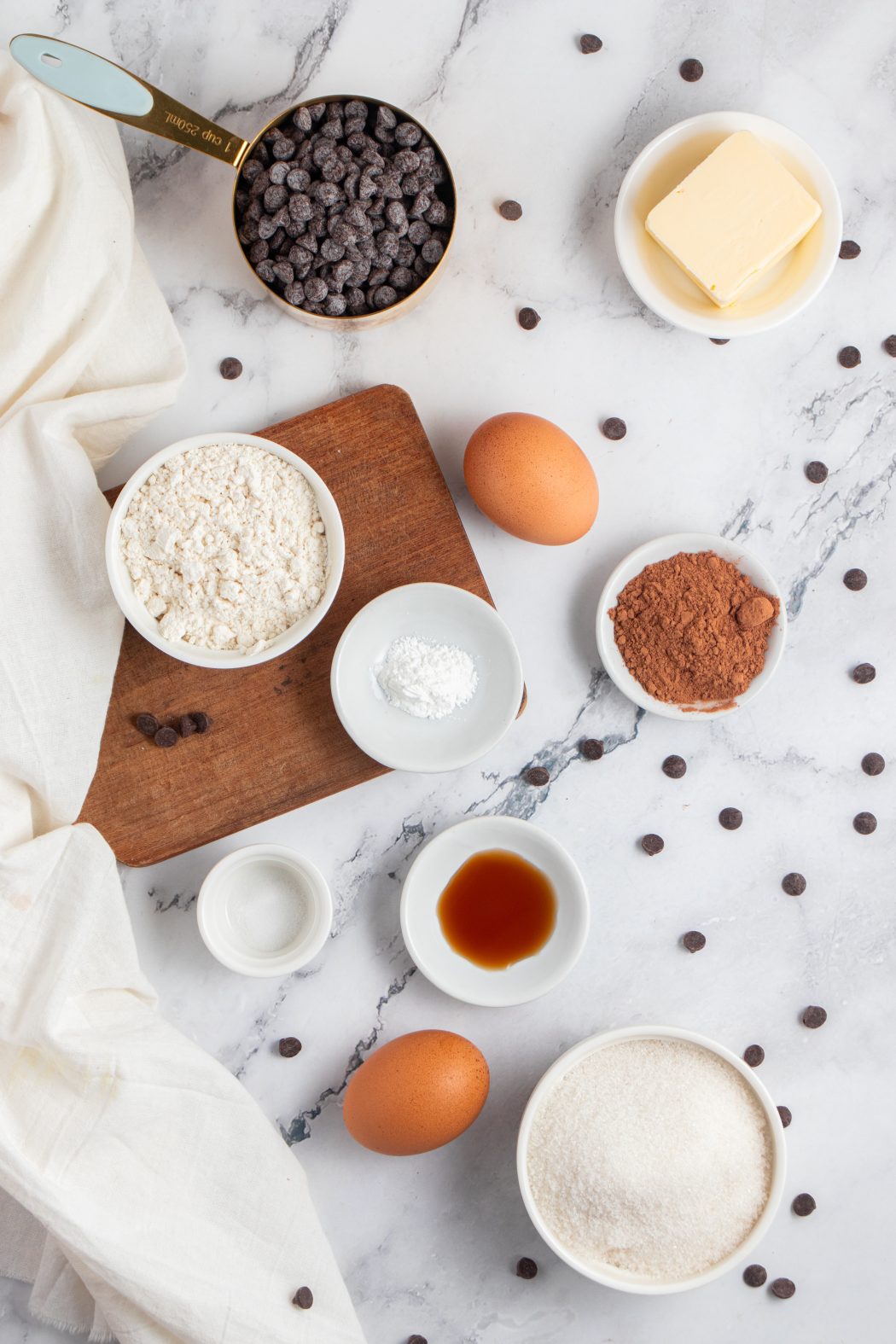 Ingredients for brownie cookies